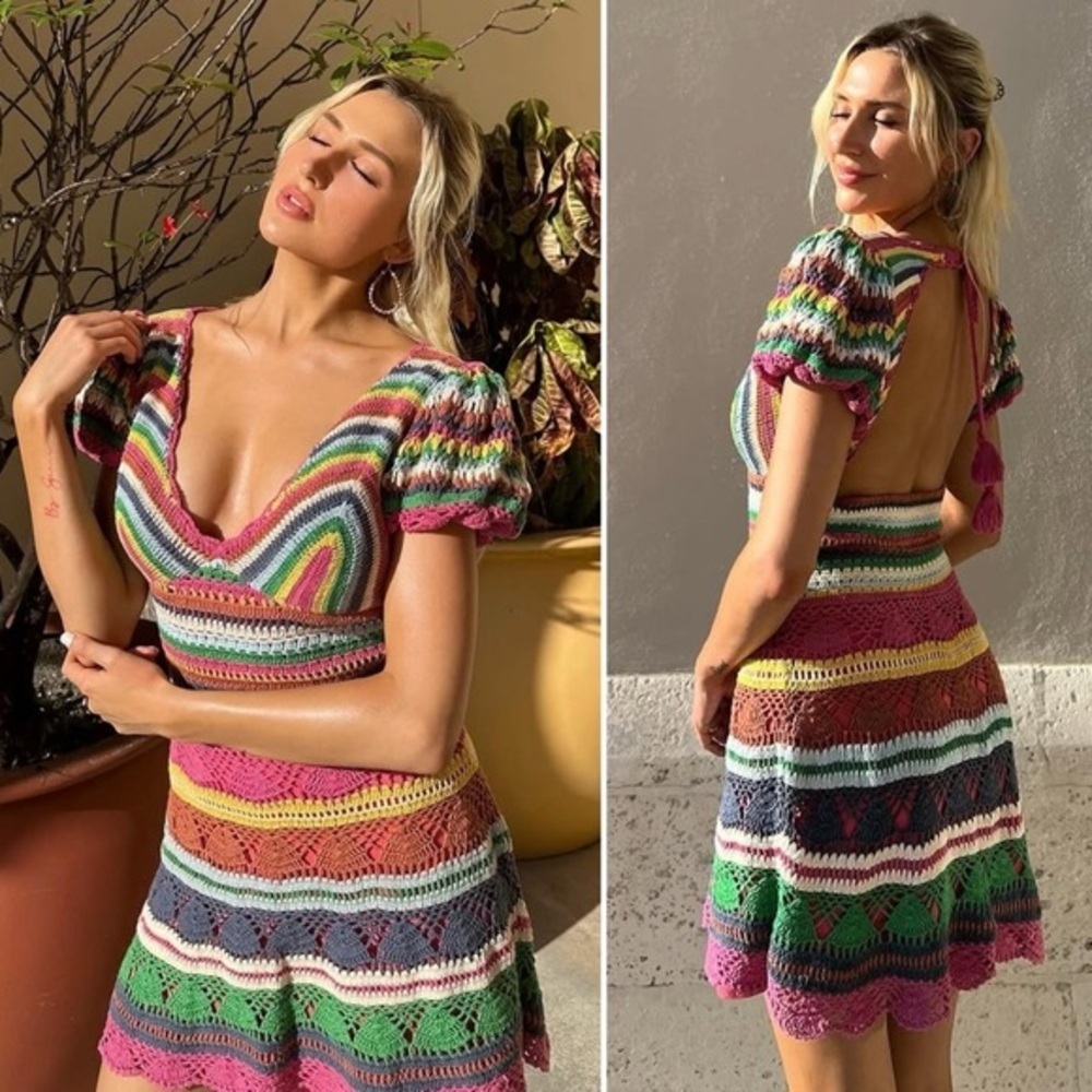 NWT Love the Label Larona Rainbow Crochet Dress Size XS - Picture 11 of 11